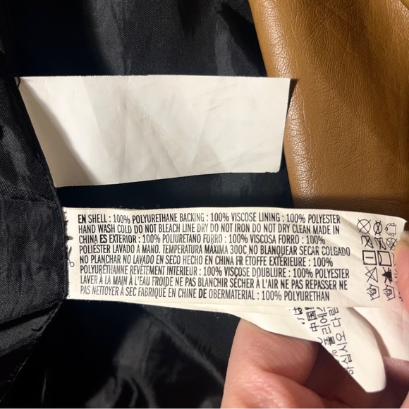 Faux Tan Leather Motorcycle/Biker Jacket - Picture 6 of 9